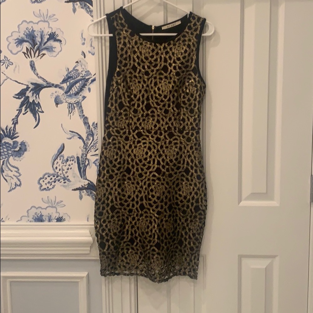 Black and Gold Mid Length Dress